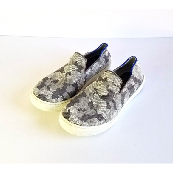 ROTHY'S Kids Slip On Sneakers Gray Camo Sz 4 36 Flat Washable Comfort Shoes - Picture 2 of 16